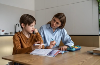 Child having difficulty concentrating while studying