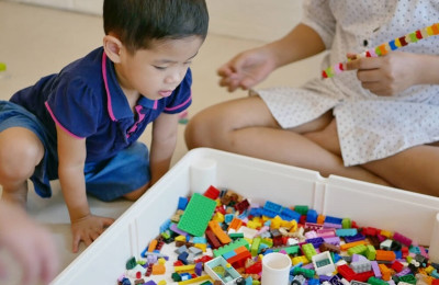 Child is concentrating on the task